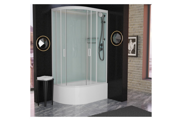 Душевая кабина Frank F412/2R White 120х80х220 профиль белый, стекло прозрачное, правая, прямоугольная-асимметричная, поддон глубокий