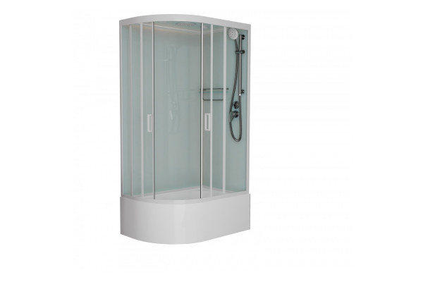 Душевая кабина Frank F412/2R М White 120х80х220 профиль белый, стекло матовое, правая, прямоугольная-асимметричная, поддон глубокий