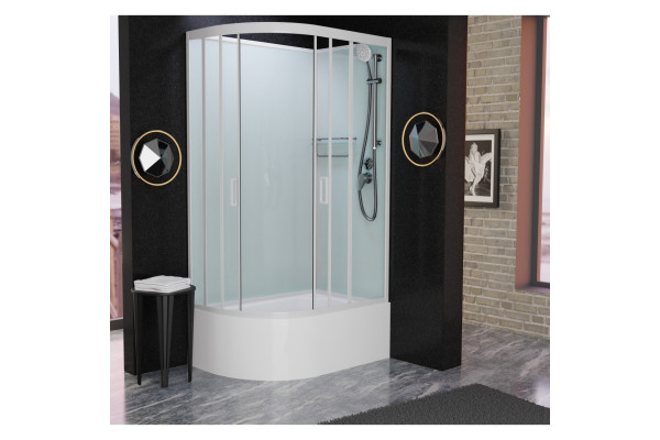 Душевая кабина Frank F412/2R White б/к 120х80х215 профиль белый, стекло прозрачное, правая, прямоугольная-асимметричная, поддон глубокий