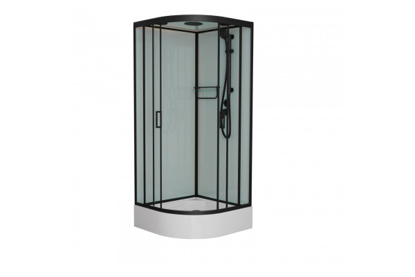 Душевая кабина Frank F409/1 Black 90х90х220 профиль черный, стекло прозрачное, четверть круга, поддон средний