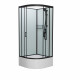 Душевая кабина Frank F409/2 М Black б/к 90х90х215 профиль черный, стекло матовое, четверть круга, поддон глубокий