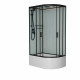 Душевая кабина Frank F412/1L Black 120х80х220 профиль черный, стекло прозрачное, левая, прямоугольная-асимметричная, поддон глубокий