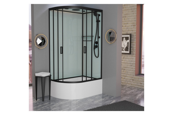 Душевая кабина Frank F412/1R Black 120х80х220 профиль черный, стекло прозрачное, правая, прямоугольная-асимметричная, поддон глубокий
