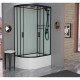 Душевая кабина Frank F412/1R M Black 120х80х220 профиль черный, стекло матовое, правая, прямоугольная-асимметричная, поддон глубокий