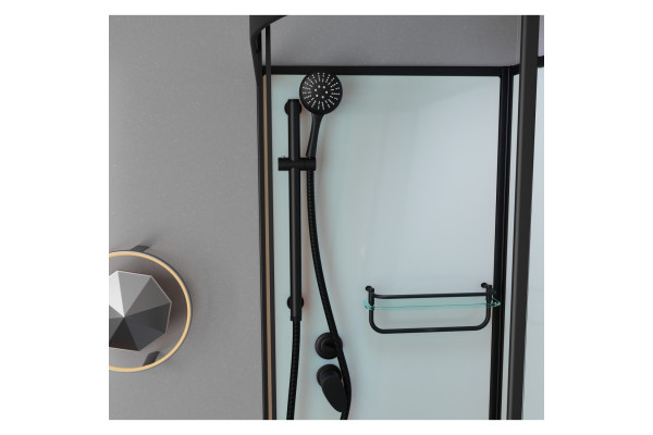Душевая кабина Frank F412/1L М Black б/к 120х80х215 профиль черный, стекло матовое, левая, прямоугольная-асимметричная, поддон глубокий