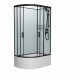 Душевая кабина Frank F412/1R М Black б/к 120х80х215 профиль черный, стекло матовое, правая, прямоугольная-асимметричная, поддон глубокий