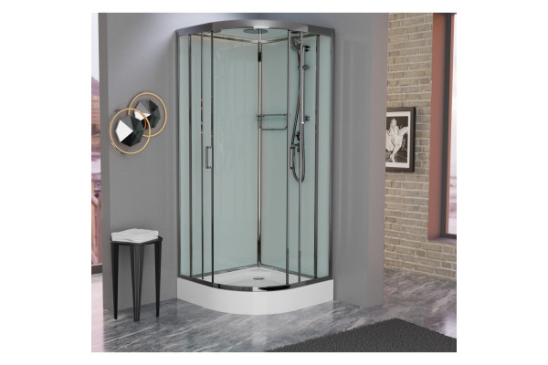 Душевая кабина Frank F409 М Brilliant 90х90х220 профиль хром, стекло матовое, четверть круга, поддон низкий