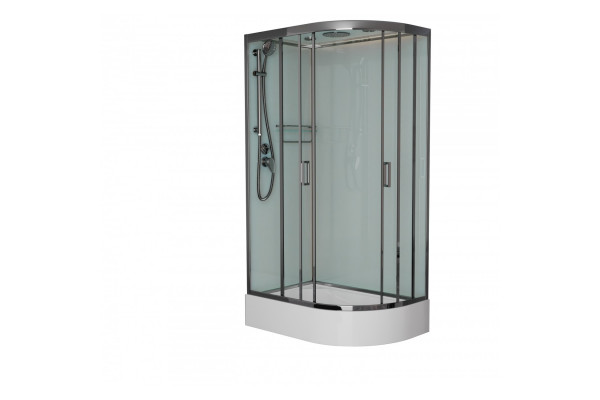 Душевая кабина Frank F412/1L Brilliant 120х80х220 профиль хром, стекло прозрачное, левая, прямоугольная-асимметричная, поддон средний