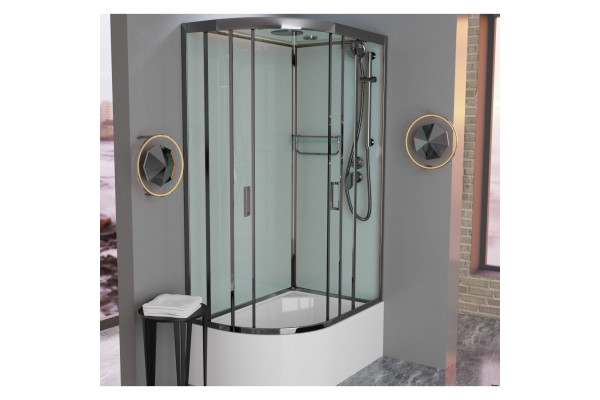 Душевая кабина Frank F412/2R М Brilliant 120х80х220 профиль хром, стекло матовое, правая, прямоугольная-асимметричная, поддон глубокий