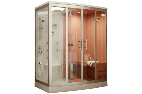Комбинированная сауна 2в1 Frank F916R 160х110х218 профиль хром, стекло прозрачное, правая, прямоугольный, поддон низкий