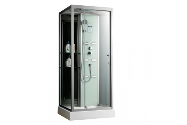 Душевая кабина Frank F502-1 100х85х218 профиль хром, стекло прозрачное, прямоугольная, поддон низкий