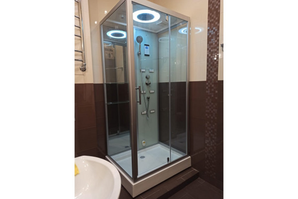 Душевая кабина Frank F502-1 100х85х218 профиль хром, стекло прозрачное, прямоугольная, поддон низкий