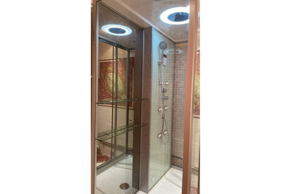 Душевая кабина Frank F504-1 130х85х218 профиль хром, стекло прозрачное, прямоугольная, поддон низкий