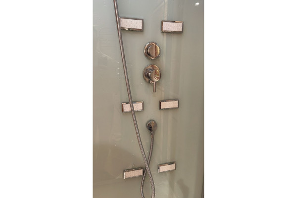 Душевая кабина Frank F505-1 140х85х218 профиль хром, стекло прозрачное, прямоугольная, поддон низкий