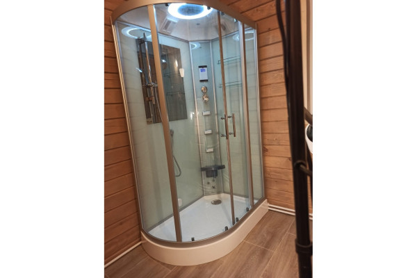 Душевая кабина Frank F610L 120х80х218 профиль хром, стекло прозрачное, левая, прямоугольная-асимметричная, поддон низкий