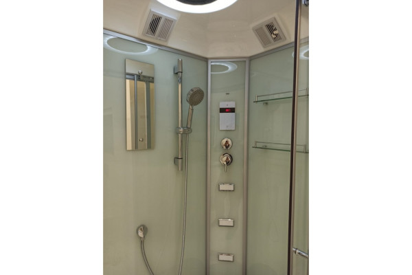 Душевая кабина Frank F610L 120х80х218 профиль хром, стекло прозрачное, левая, прямоугольная-асимметричная, поддон низкий