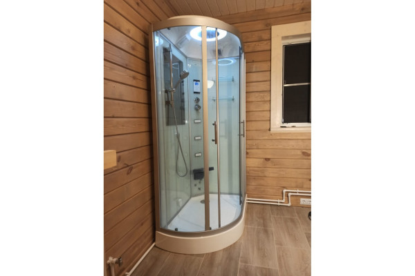 Душевая кабина Frank F610L 120х80х218 профиль хром, стекло прозрачное, левая, с баней, прямоугольная-асимметричная, поддон низкий