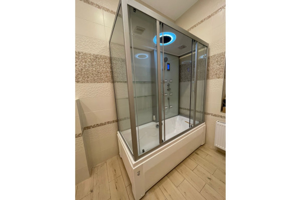 Душевая кабина Frank F556-1 150х85х215 профиль хром, стекло прозрачное, прямоугольная, поддон глубокий