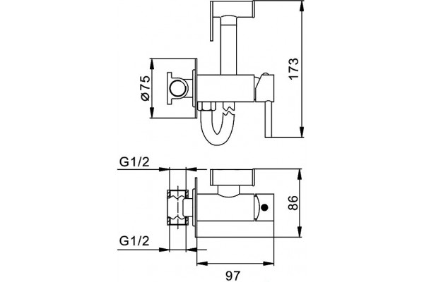 Гигиенический душ Frap F7505-6 со смесителем, С ВНУТРЕННЕЙ ЧАСТЬЮ, черный, 1 режим
