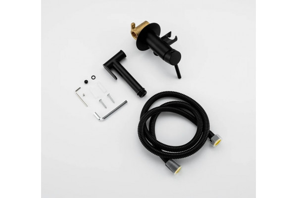 Гигиенический душ Frap F7505-6 со смесителем, С ВНУТРЕННЕЙ ЧАСТЬЮ, черный, 1 режим