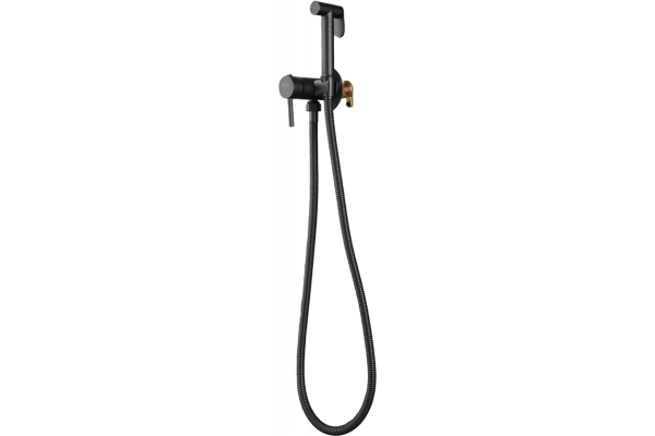 Гигиенический душ Frap F7505-9 со смесителем, С ВНУТРЕННЕЙ ЧАСТЬЮ, оружейная сталь, 1 режим