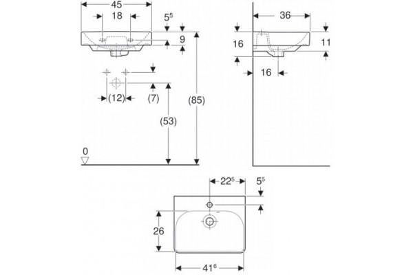 Раковина Geberit Smyle Square 45x36 500.222.01.1