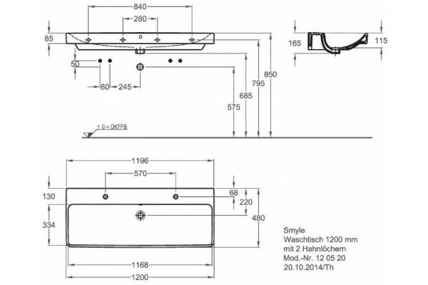 Раковина Geberit Smyle Square 120x48 500.253.01.1