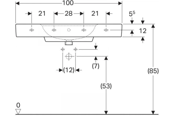 122100000+869103000 Renova Nr.1 Plan Раковина мебельная, с отв., с переливом 1000x480 мм + шкафчик 926*586*438, натуральный дуб