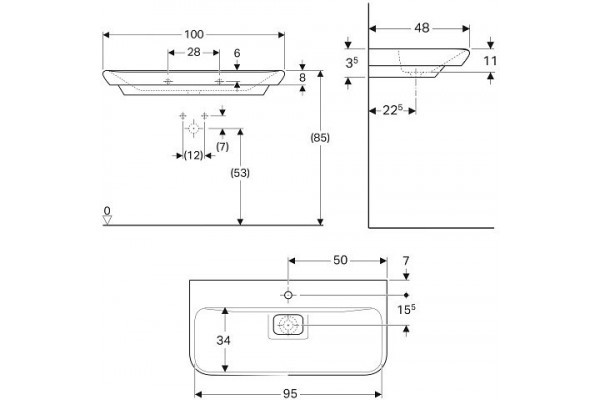 Раковина Geberit myDay 100x48 125400600