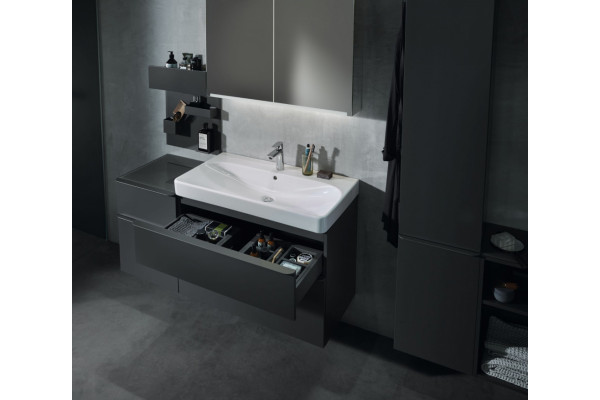 500.354.JK.1 Geberit Smyle Square Шкафчик под раковину с двумя выдвижными ящиками, для раковины 90 см, высота 61.7 см, темно-серый матовый