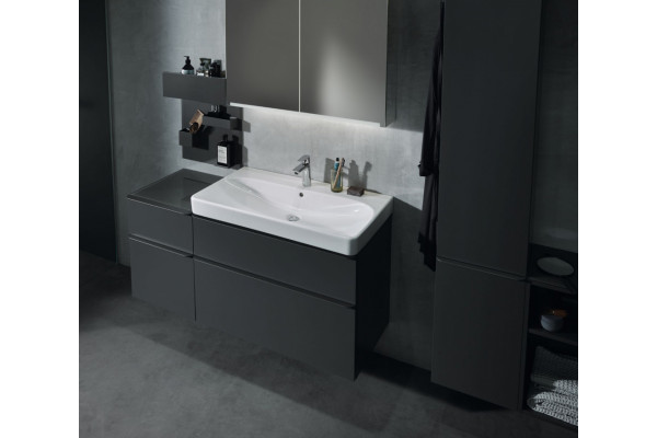 500.354.JK.1 Geberit Smyle Square Шкафчик под раковину с двумя выдвижными ящиками, для раковины 90 см, высота 61.7 см, темно-серый матовый