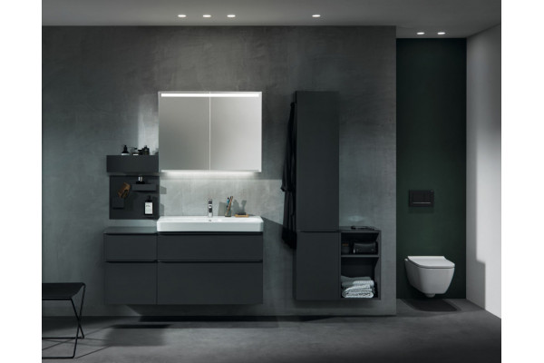 500.354.JK.1 Geberit Smyle Square Шкафчик под раковину с двумя выдвижными ящиками, для раковины 90 см, высота 61.7 см, темно-серый матовый