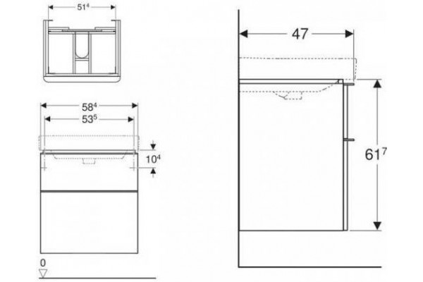 Тумба под раковину Geberit Smyle Square 58x61 500.352.JR.1 пекан