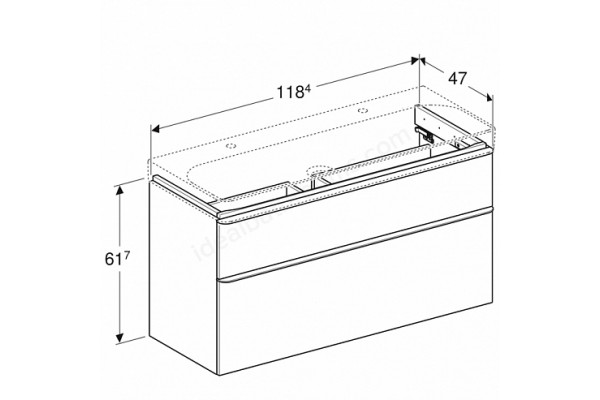 500.355.00.1 Geberit Smyle Square Шкафчик под раковину с двумя выдвижными ящиками, для раковины 120 см, высота 61.7 см, белый глянец
