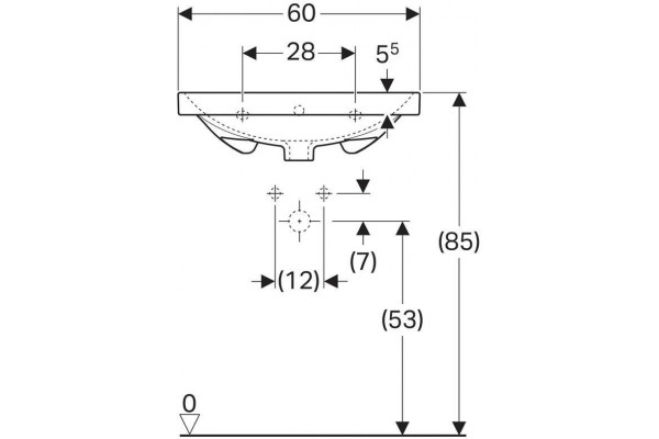 Встраиваемая раковина Geberit Acanto 60x48 500.620.01.2