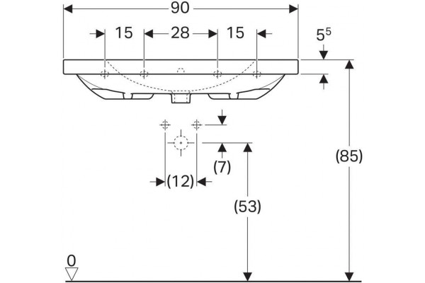 Встраиваемая раковина Geberit Acanto 90x48 500.623.01.2