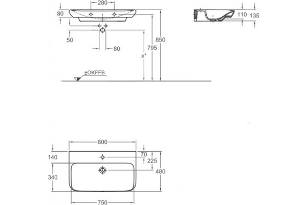Раковина Geberit myDay 80x48 125480600