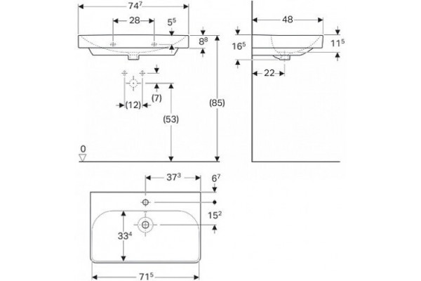 Раковина Geberit Smyle Square 75x48 500.249.01.1