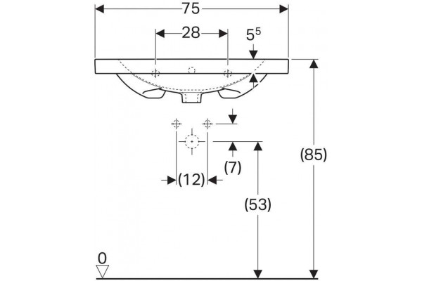 Раковина Geberit Acanto 75x48 500.622.01.2