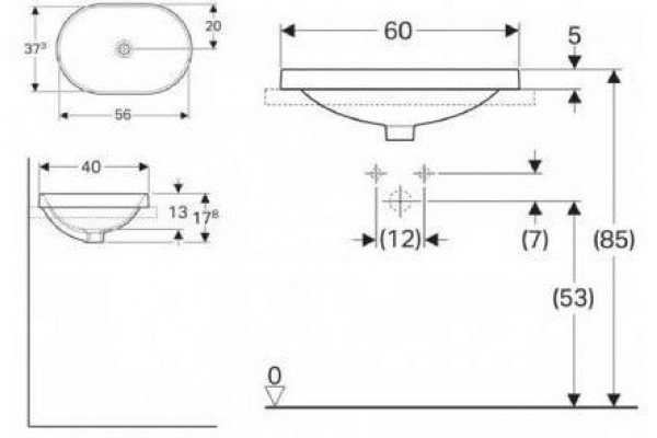 Раковина встраиваемая Geberit VariForm 60x40 500.730.01.2