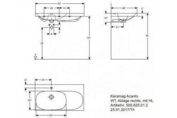 Раковина Geberit Acanto 90x48 500.625.01.2