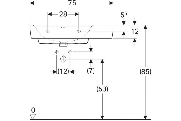 Раковина подвесная Geberit Renova Nr.1 Plan 75x48 122180