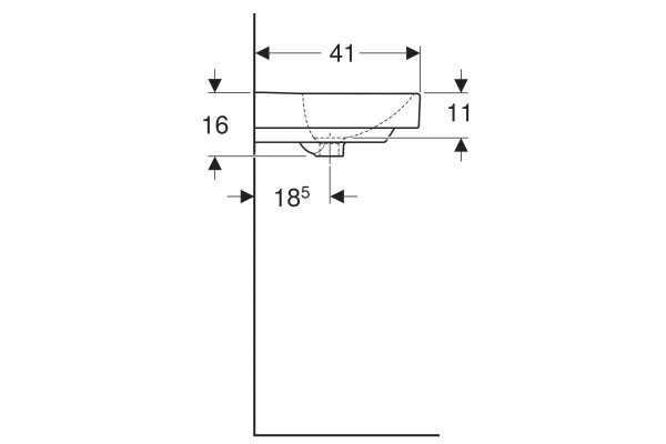 500.256.01.1 Geberit Smyle Раковина 50х41 см, с отв. под смеситель, с отв. перелива