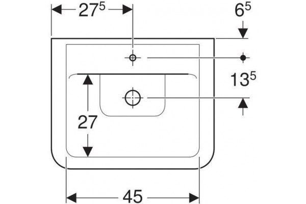 Раковина накладная Geberit Renova Nr. 1 Plan 55x44 225155