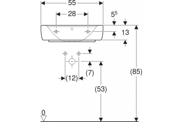 Раковина накладная Geberit Renova Nr. 1 Plan 55x44 225155