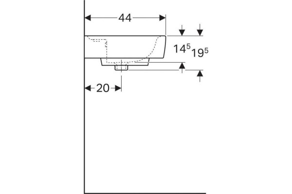 Раковина накладная Geberit Renova Nr. 1 Plan 55x44 225155