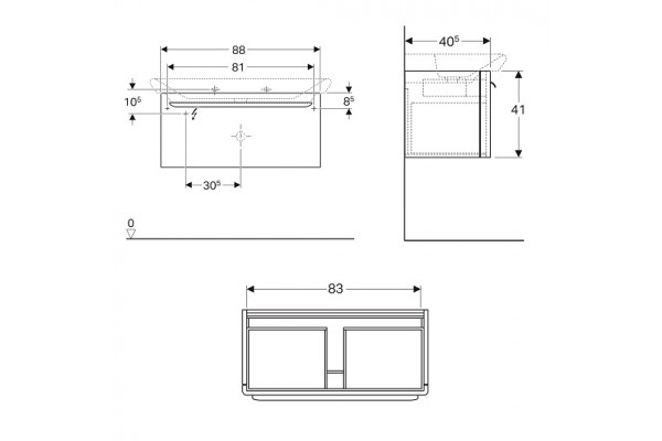 Шкаф под раковину Geberit myDay 88x41 (какао с молоком, глянец) 824101