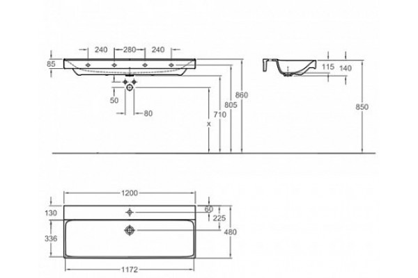 Раковина Geberit Xeno2 120x48 500.551.01.1