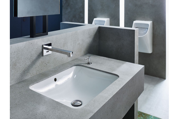 500.760.01.2 Geberit VariForm Раковина с установкой под столешницу прямоугольной формы, Т1=45х35 см, без отв. под смеситель, с отв. перелива