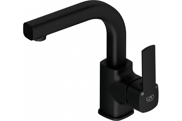 Смеситель для раковины GPD Pedra MTL160-S черный матовый однорычажный, длина излива 14.85 см